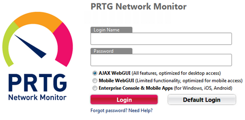 PRTG Login Screen
