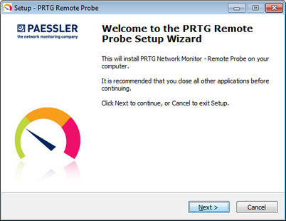 Remote Probe Setup Wizard Welcome Screen